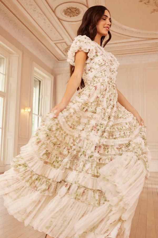 needle & thread Colette's La Vie En Rose Round Neck Short Sleeve Gown