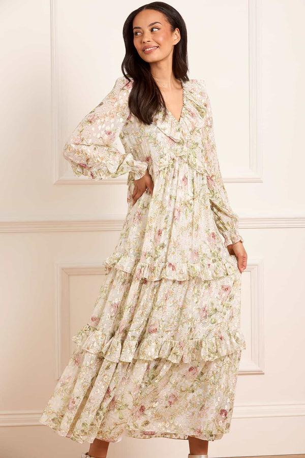 needle & thread Colette's Rose Cherie Lurex Ankle Gown