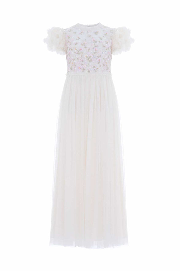 Needle & Thread Dahlia Ditsy Bodice Round Neck Ankle Gown