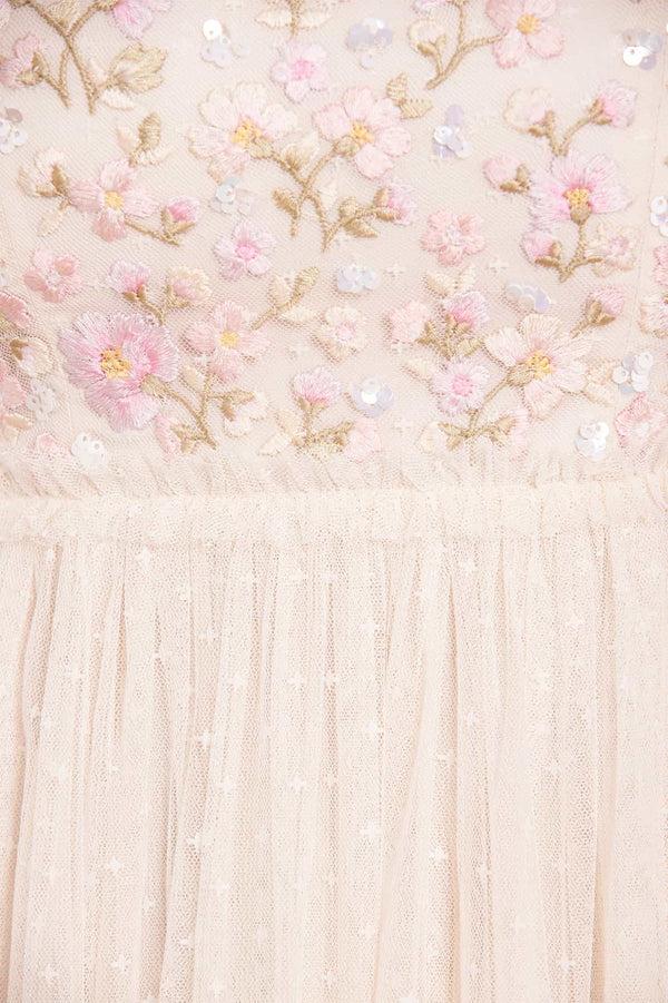 Needle & Thread Dahlia Ditsy Bodice Round Neck Ankle Gown