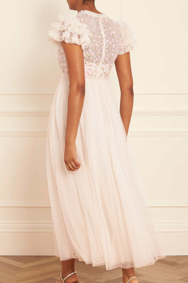 Needle & Thread Dahlia Ditsy Bodice Round Neck Ankle Gown