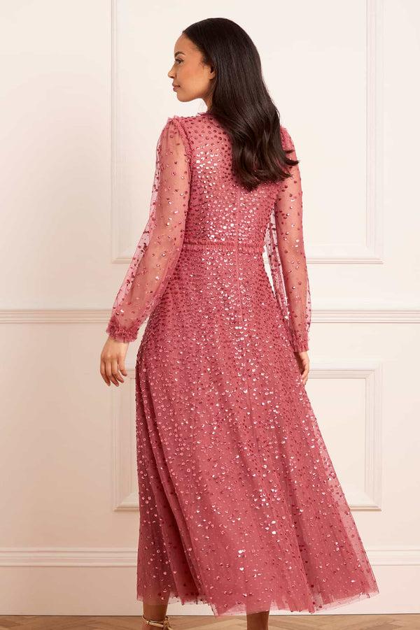 Needle & Thread Dappled Sequin Long Sleeve Ankle Gown