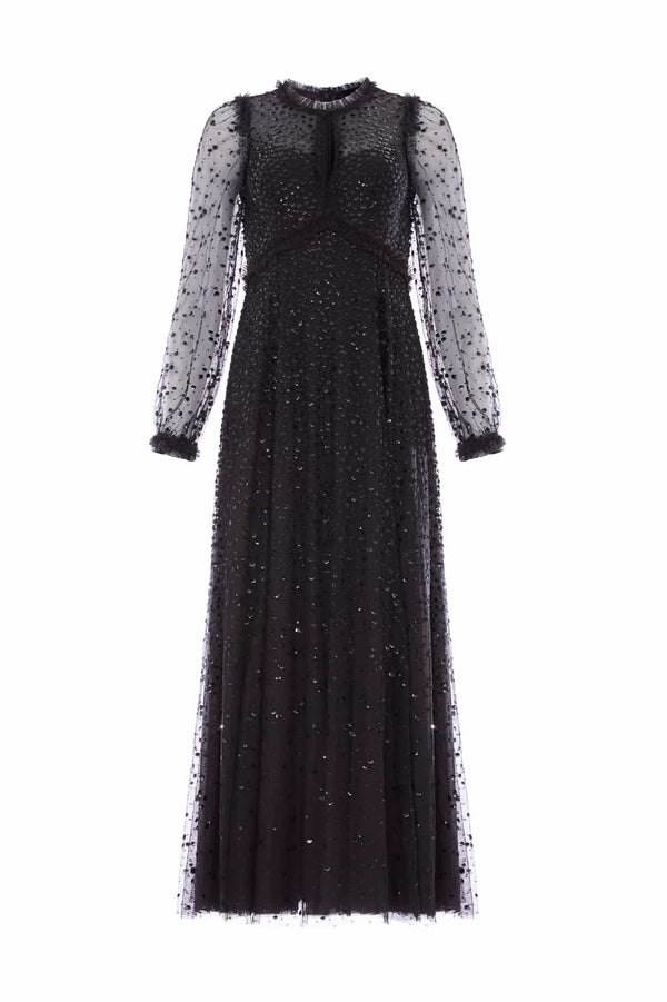 Needle & Thread Dappled Sequin Long Sleeve Ankle Gown