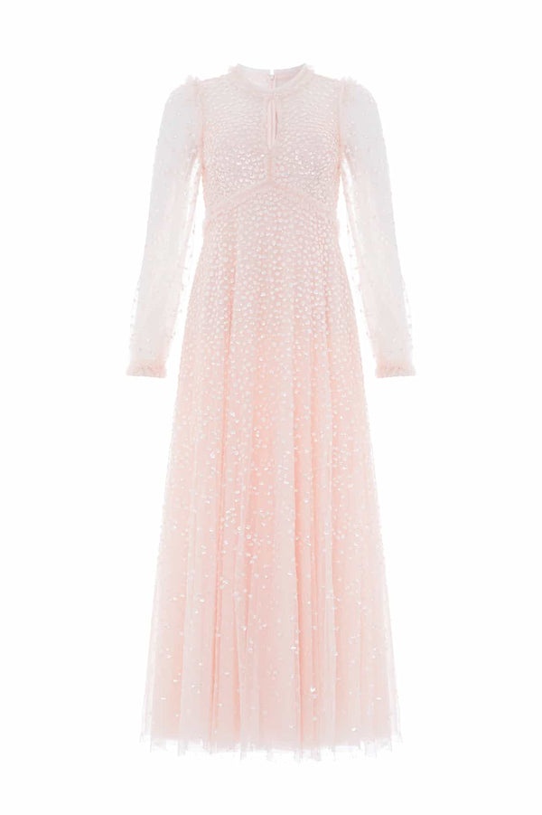 Needle & Thread Dappled Sequin Long Sleeve Ankle Gown