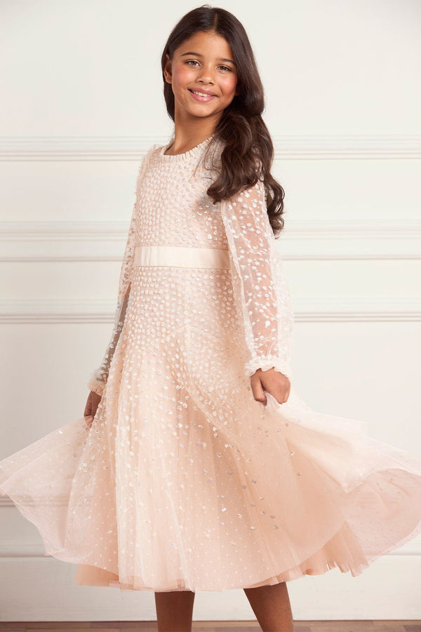 Needle & Thread Dappled Sequin Long Sleeve Kids Dress