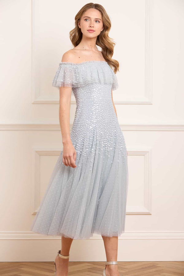 Needle & Thread Dappled Sequin Off-Shoulder Ballerina Dress