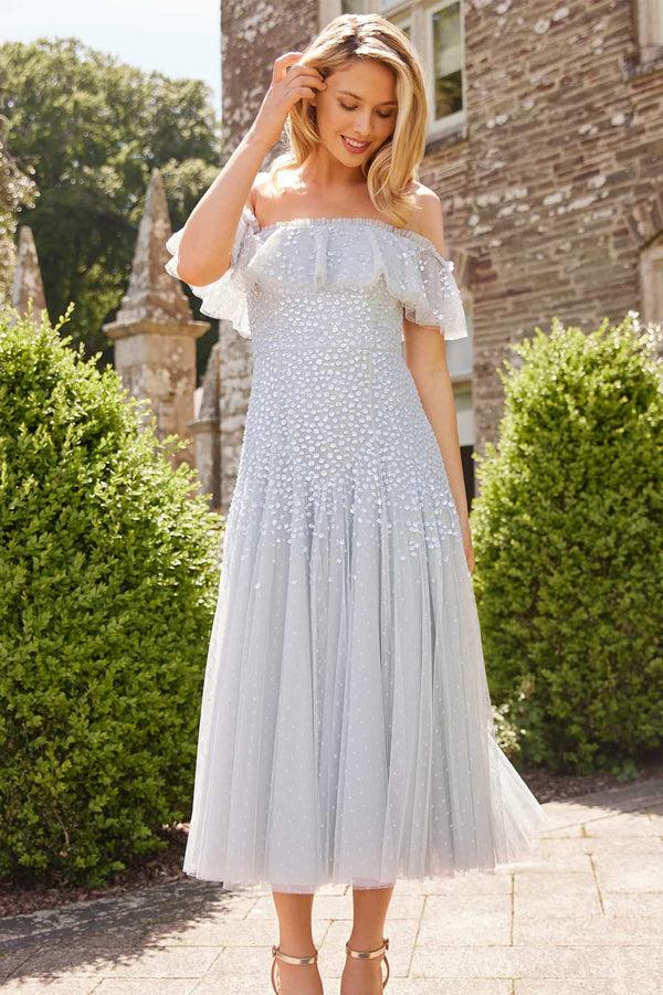 needle & thread Dappled Sequin Off-Shoulder Ballerina Dress