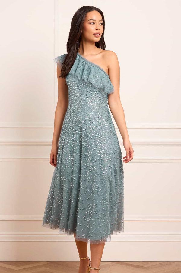 needle & thread Dappled Sequin One-Shoulder Ballerina Dress
