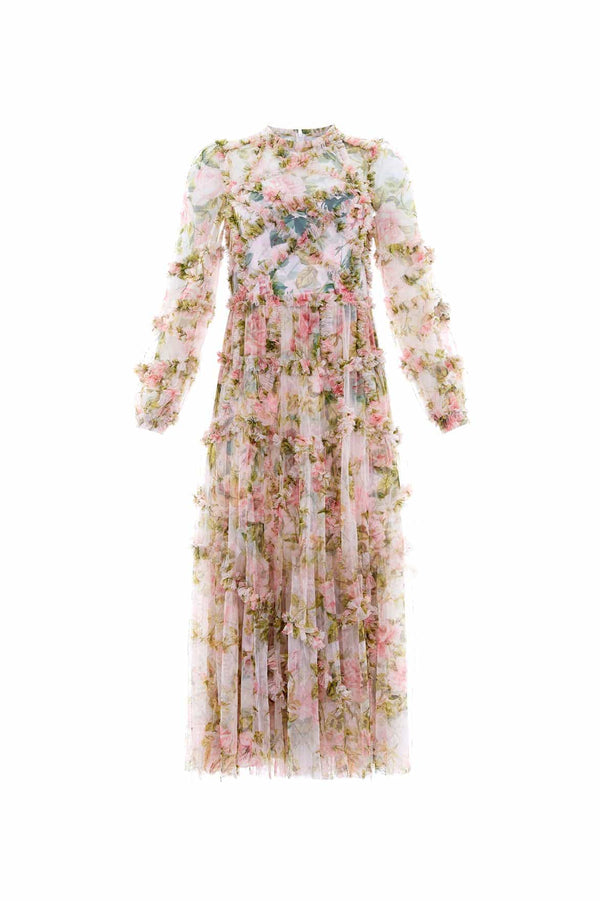 Needle & Thread English Rose Diamond Ruffle Ballerina Dress