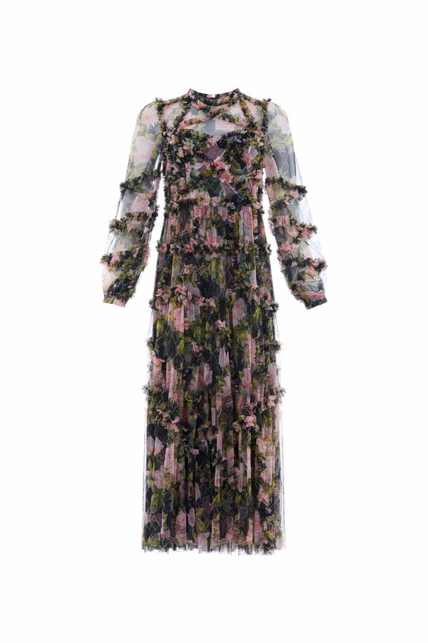 Needle & Thread English Rose Diamond Ruffle Ballerina Dress