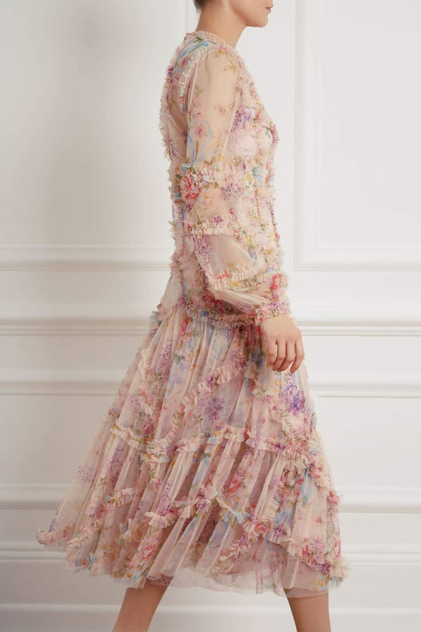 Needle & Thread Floral Diamond Ruffle Ballerina Dress