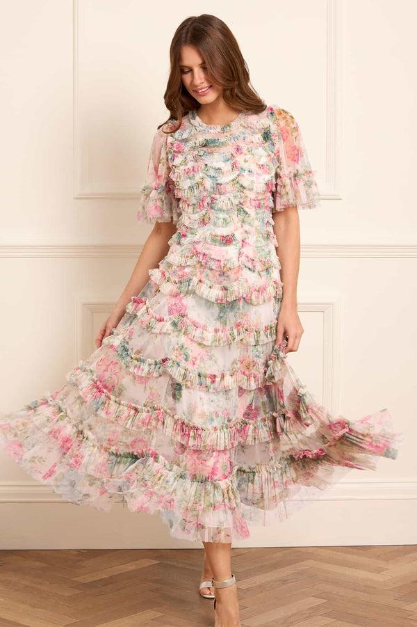 needle & thread Floral Romance Round Neck Ballerina Dress
