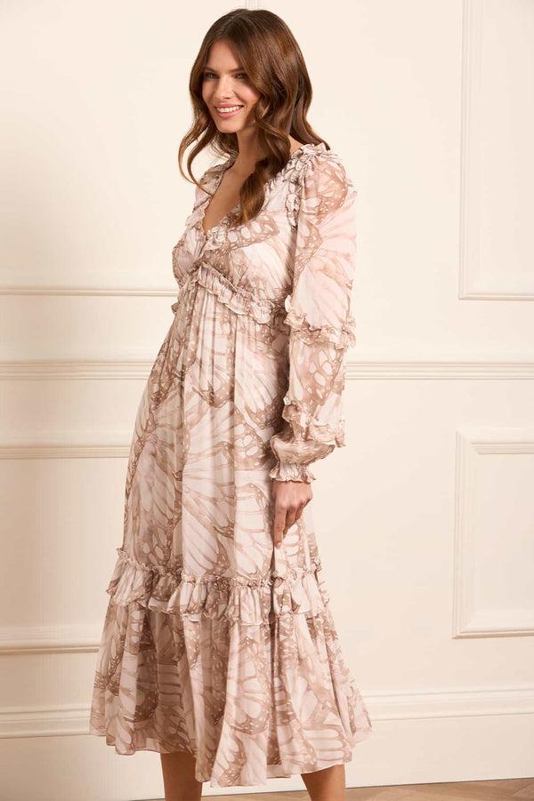 Needle & Thread Flutter Chiffon Long Sleeve Ballerina Dress
