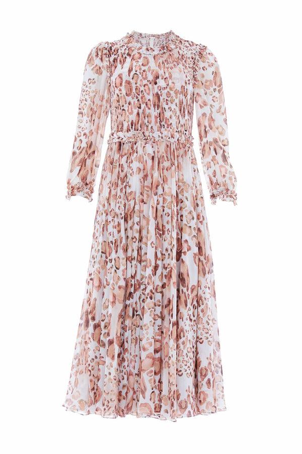 Needle & Thread Leopard Chiffon Smocked Ballerina Dress