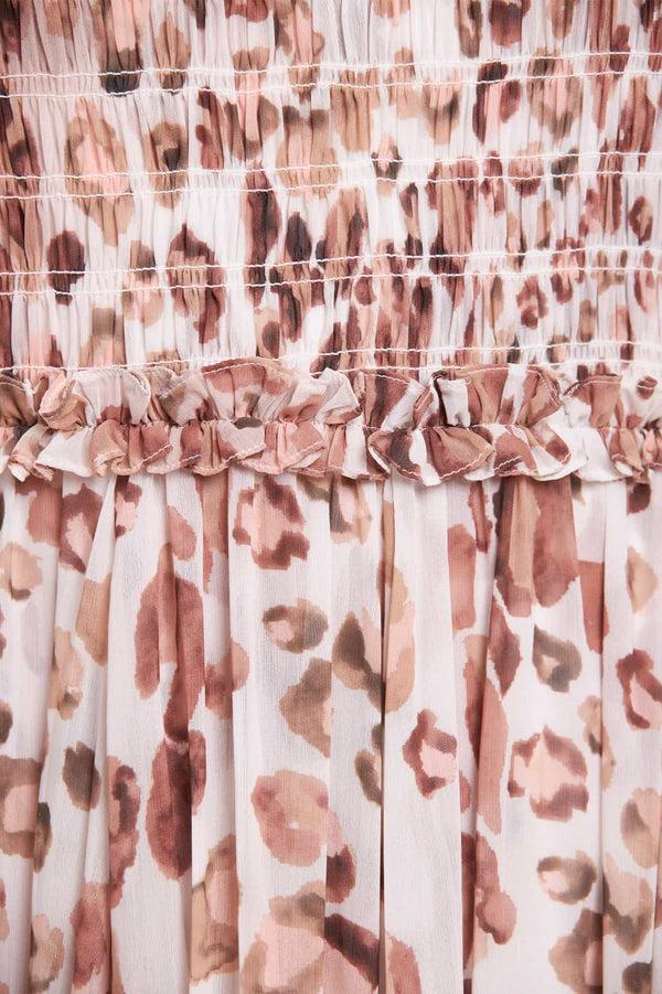 Needle & Thread Leopard Chiffon Smocked Cami Ankle Gown