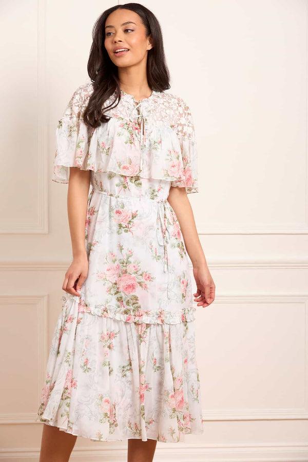 needle & thread Madame Rose Carla Chiffon Cape Ballerina Dress