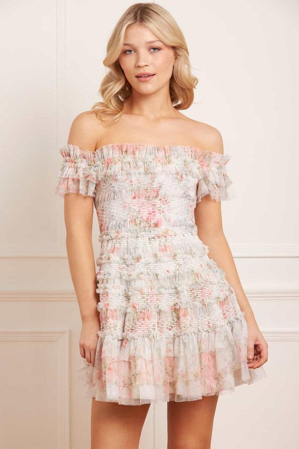Needle & Thread Madame Rose Elodie Off-Shoulder Micro Mini Dress