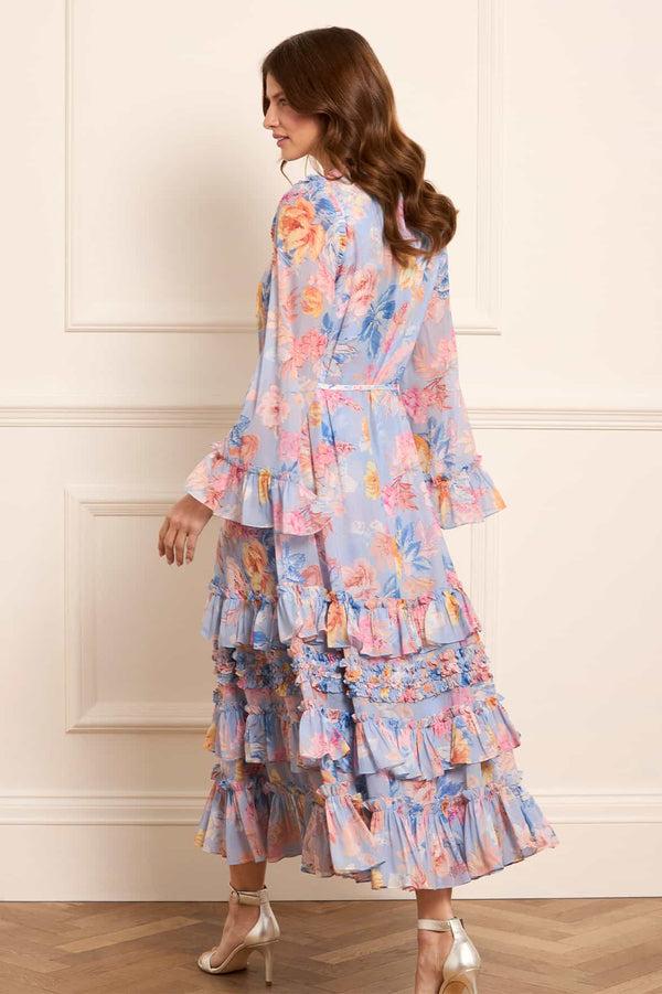 Needle & Thread Mariannes Floral Chiffon Round Neck Ankle Gown