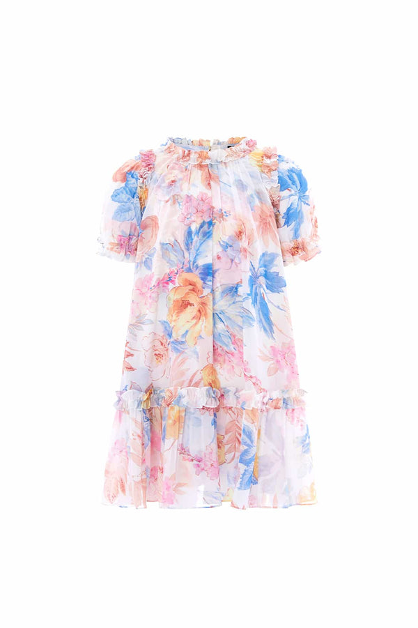 Needle & Thread Mariannes Floral Chiffon Short Sleeve Kids Dress