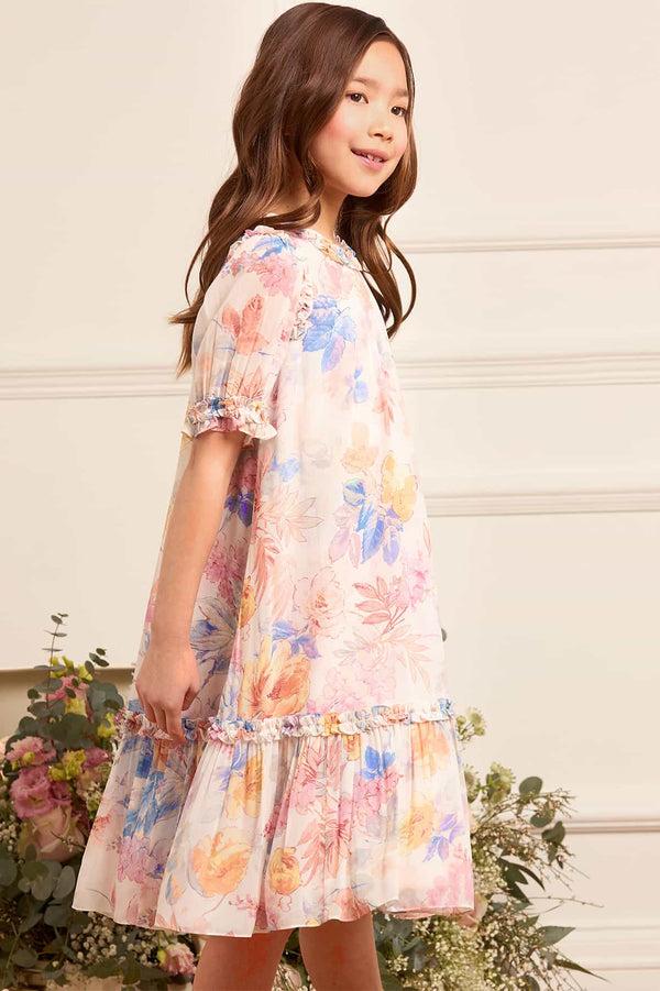 needle & thread Mariannes Floral Chiffon Short Sleeve Kids Dress