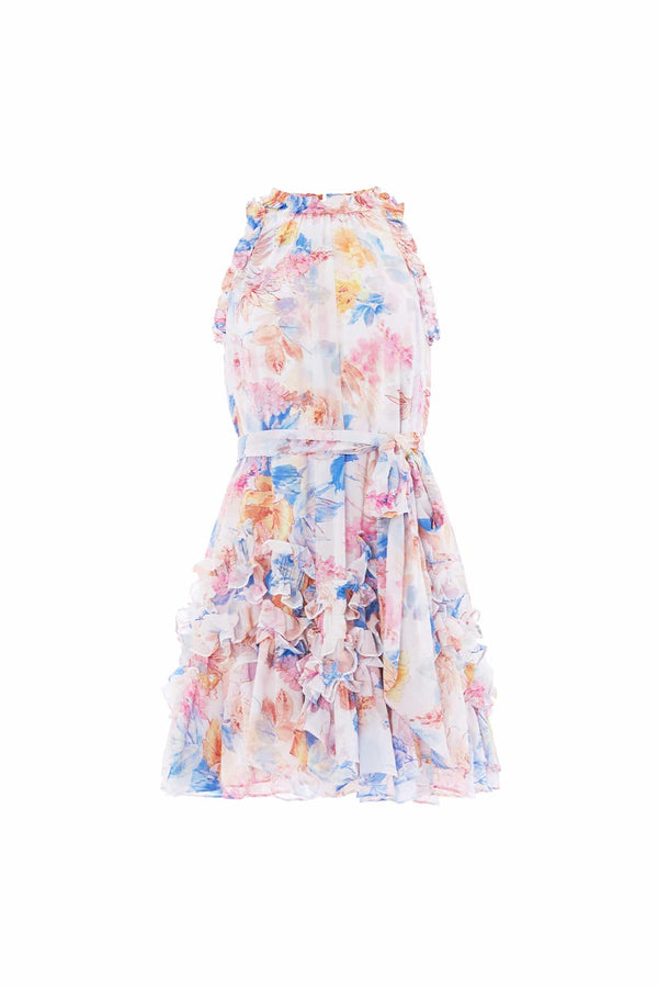 Needle & Thread Mariannes Floral Chiffon Sleeveless Micro Mini Dress