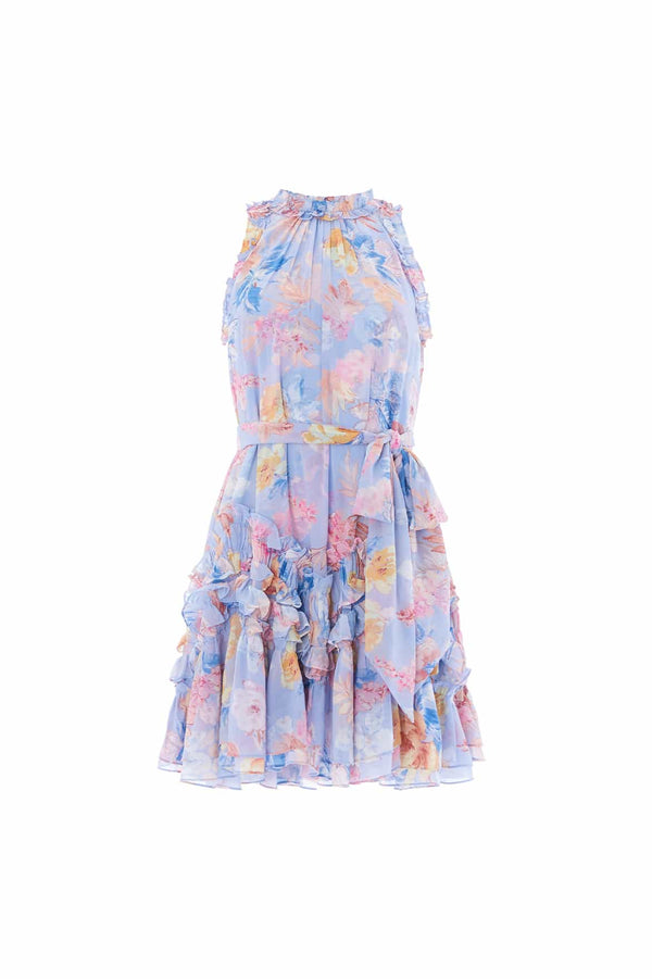 Needle & Thread Mariannes Floral Chiffon Sleeveless Micro Mini Dress