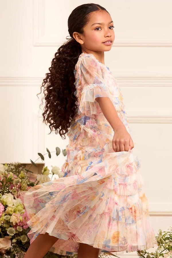 Needle & Thread Mariannes Floral Scallop Ruffle Kids Dress