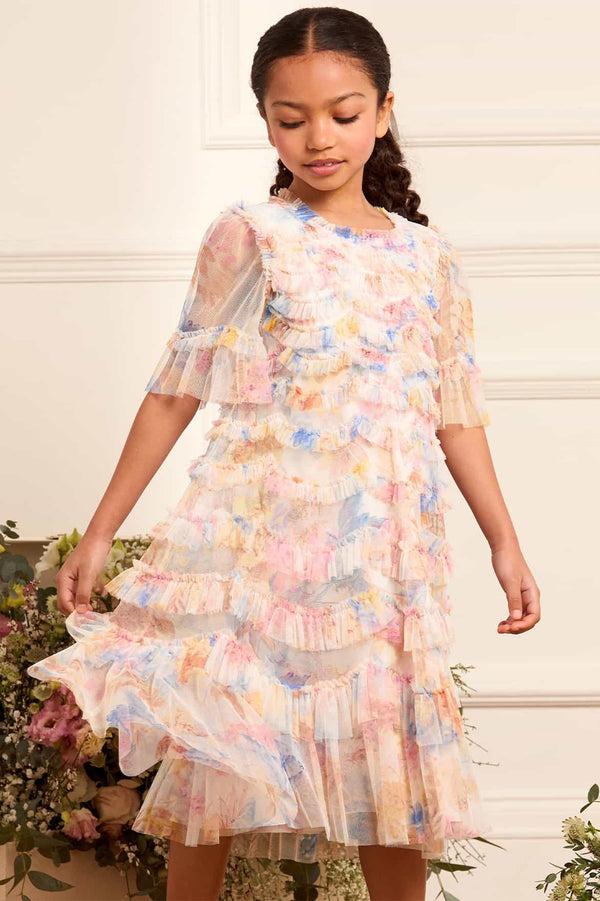 needle & thread Mariannes Floral Scallop Ruffle Kids Dress