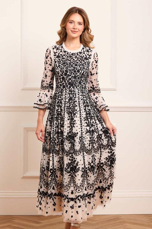 needle & thread Adeline Round Neck Ankle Gown