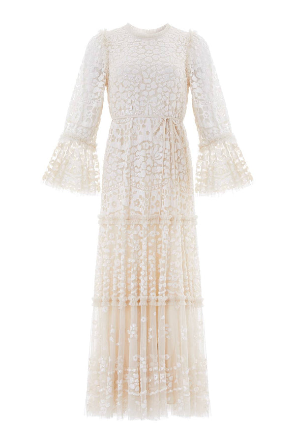 Needle & Thread Annie Sequin Tiered Ankle Gown