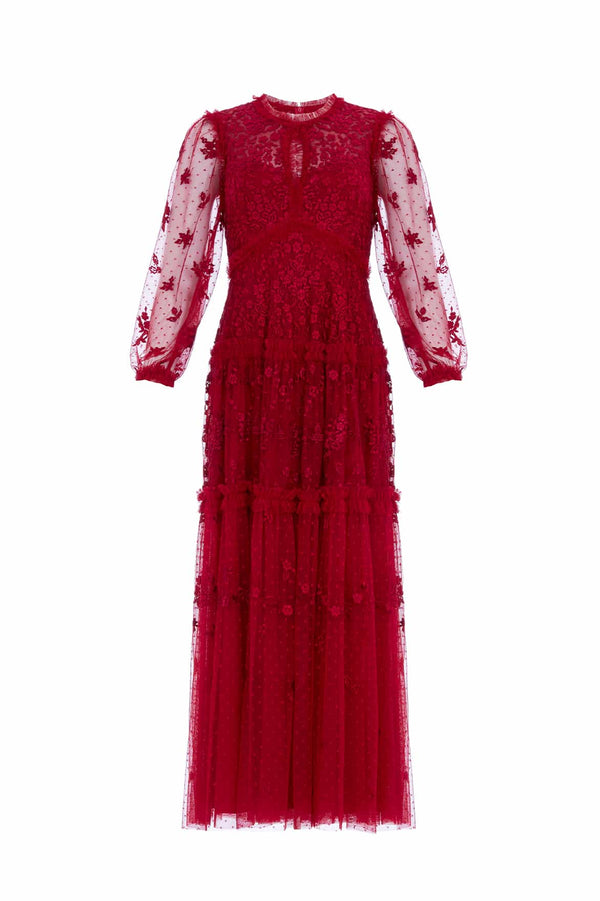 Needle & Thread Autumn Lace Long Sleeve Ankle Gown