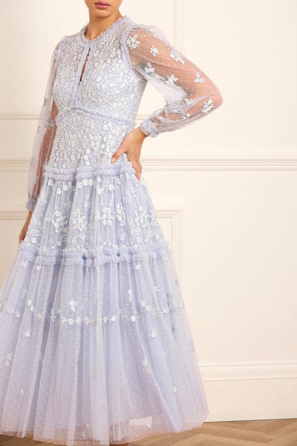 needle & thread Autumn Lace Long Sleeve Ankle Gown