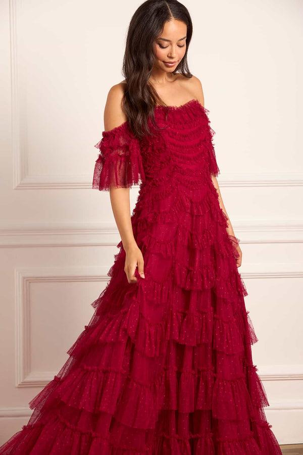 needle & thread Aviana Off-Shoulder Gown