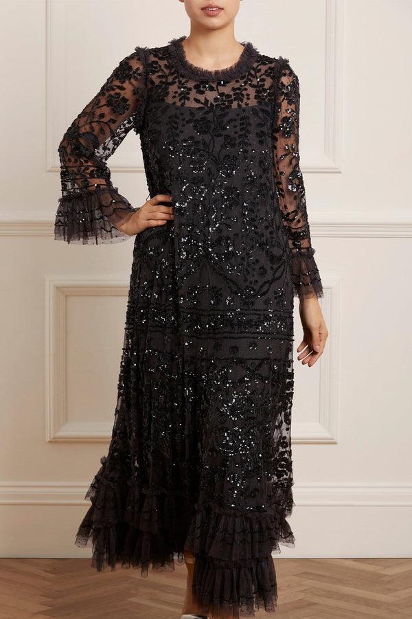 needle & thread Celia Long Sleeve Ankle Gown