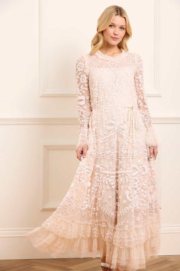 needle & thread Celia Long Sleeve Ankle Gown