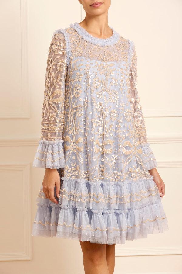 needle & thread Celia Long Sleeve Mini Dress