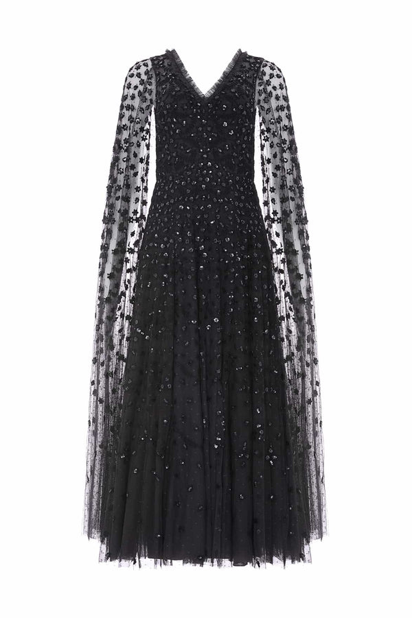 Needle & Thread Clover Cape Sleeve Ankle Gown