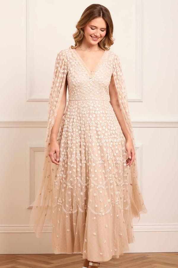 Needle & Thread Clover Cape Sleeve Ankle Gown