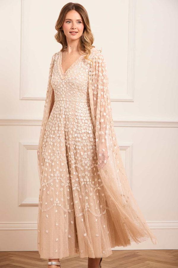 Needle & Thread Clover Cape Sleeve Ankle Gown