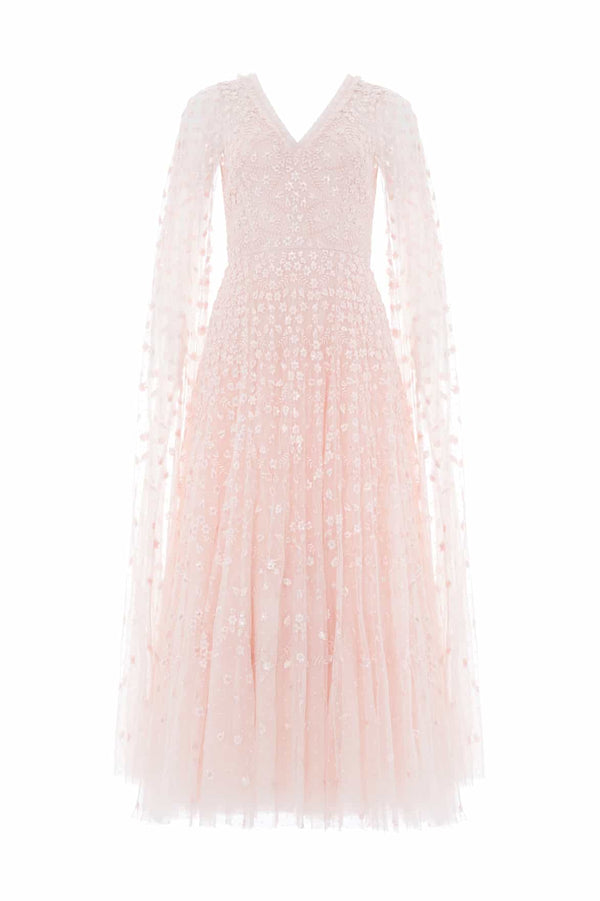 Needle & Thread Clover Cape Sleeve Ankle Gown