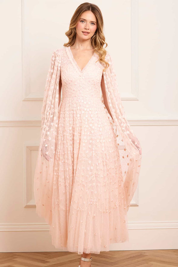 needle & thread Clover Cape Sleeve Ankle Gown