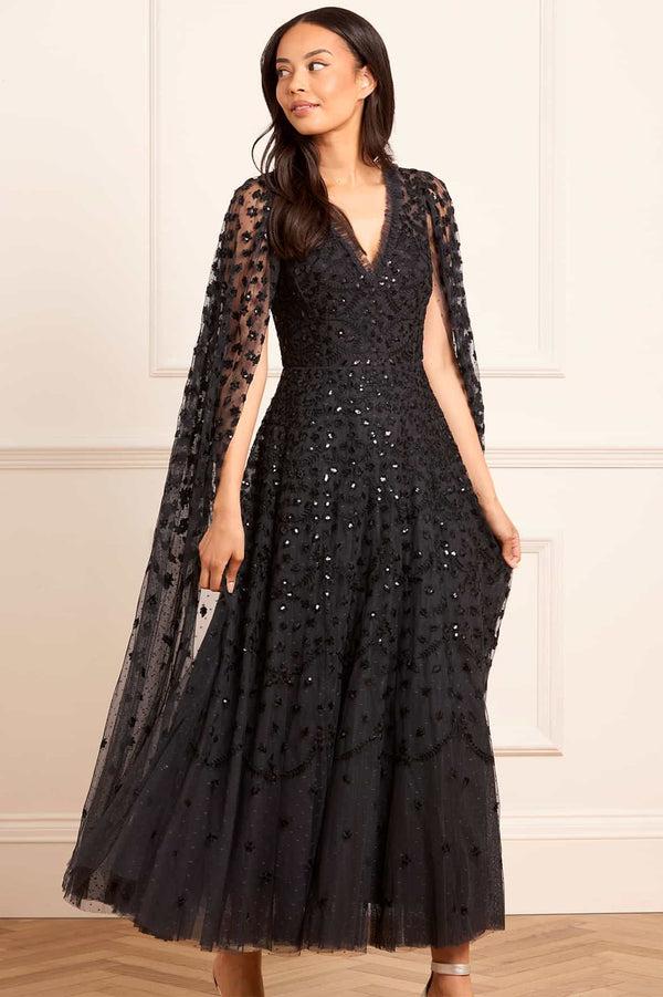 needle & thread Clover Cape Sleeve Ankle Gown