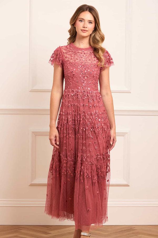 needle & thread Clover Short Sleeve Ankle Gown