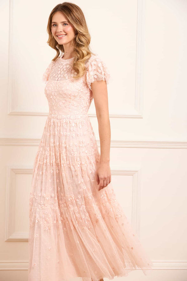 needle & thread Clover Short Sleeve Ankle Gown