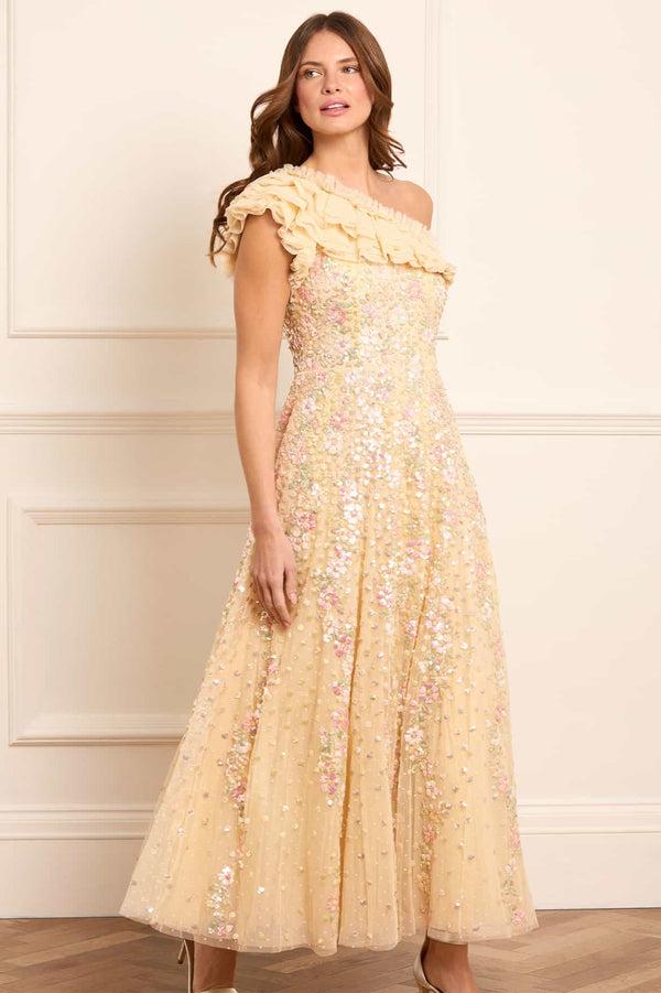 Needle & Thread Confetti One-Shoulder Ankle Gown