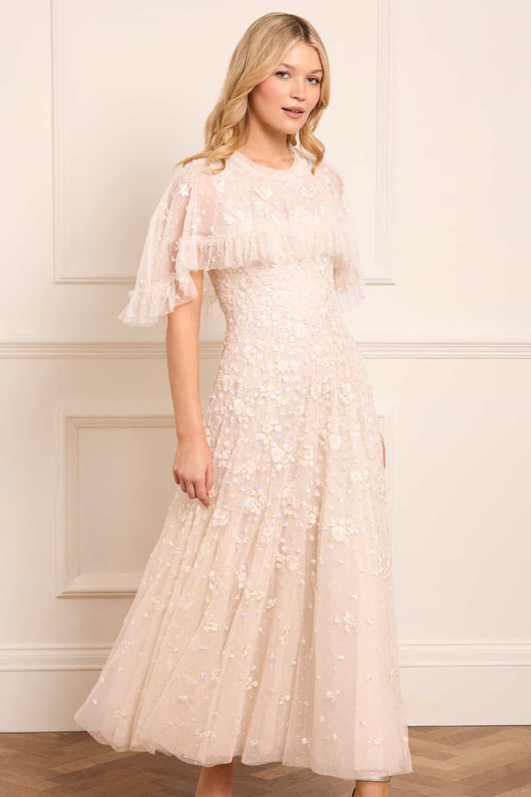 Needle & Thread Dahlia Ditsy Short Cape Ankle Gown