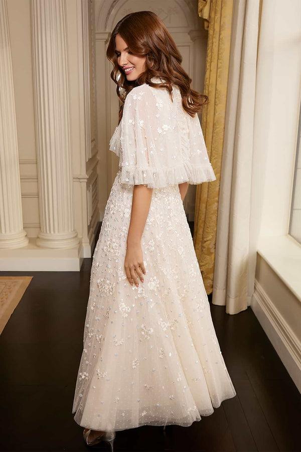 needle & thread Dahlia Ditsy Short Cape Ankle Gown