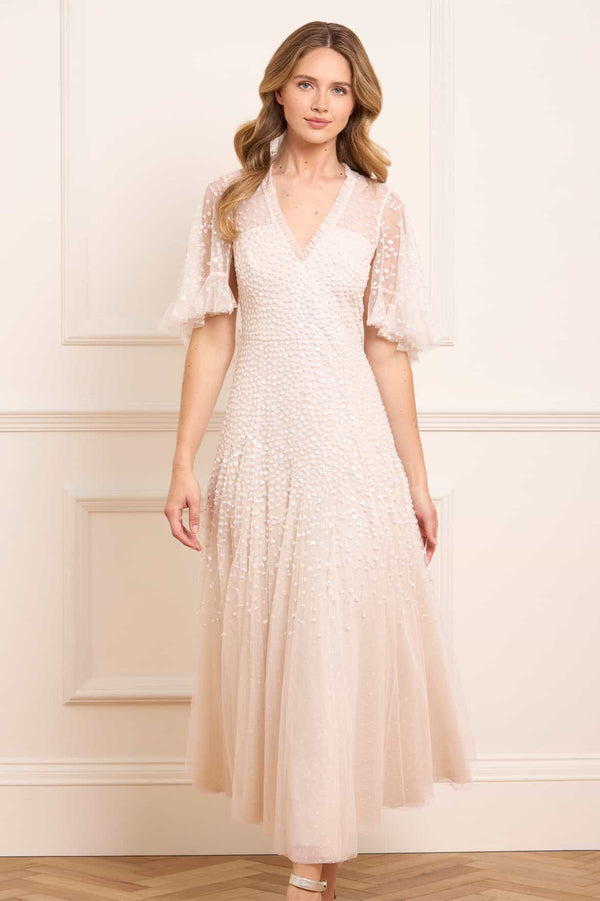 Needle & Thread Dappled Sequin Cape Ankle Gown