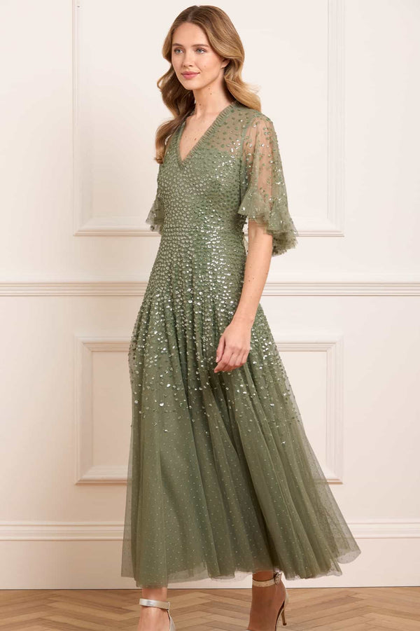 Needle & Thread Dappled Sequin Cape Ankle Gown
