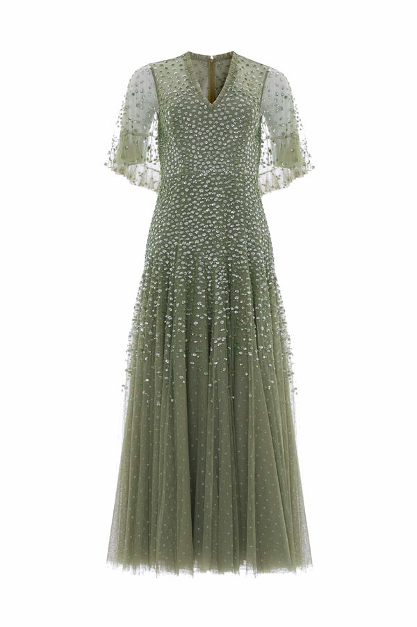Needle & Thread Dappled Sequin Cape Ankle Gown